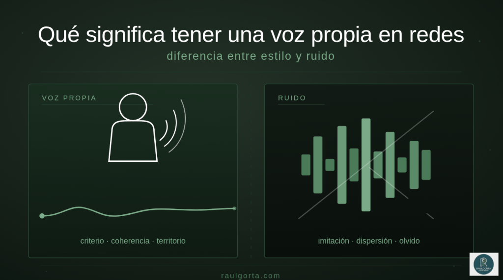 Diferencia entre copnstruir una voz propia y el ruido en redes