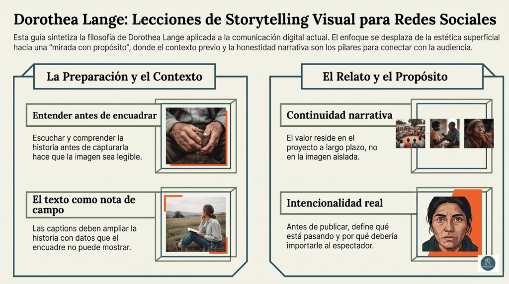 Infografía con claves de Sorytelling visual en la fotografía documental