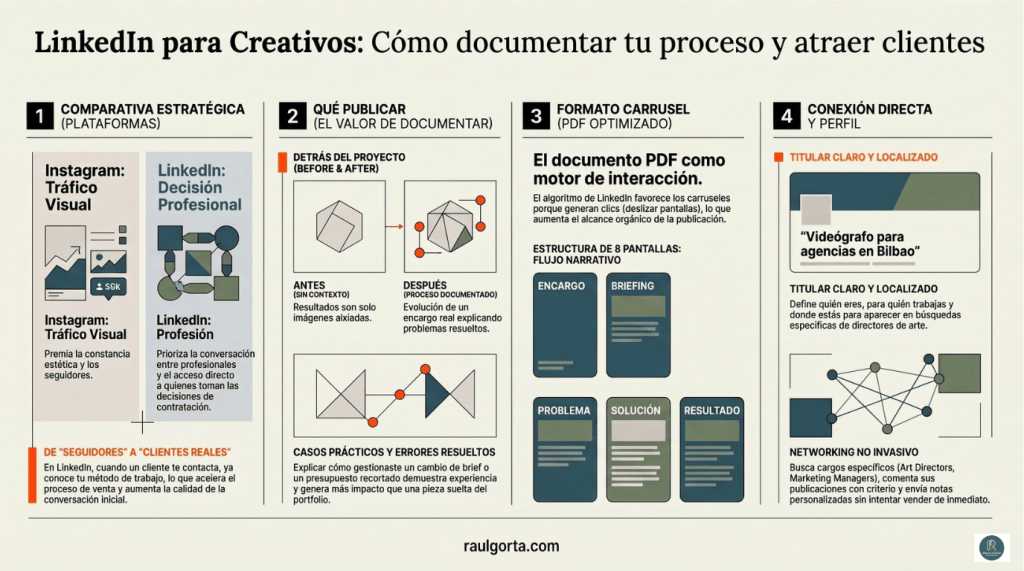 Infografía sobre el artículo sobre LinkedIn para profesionales creativos.